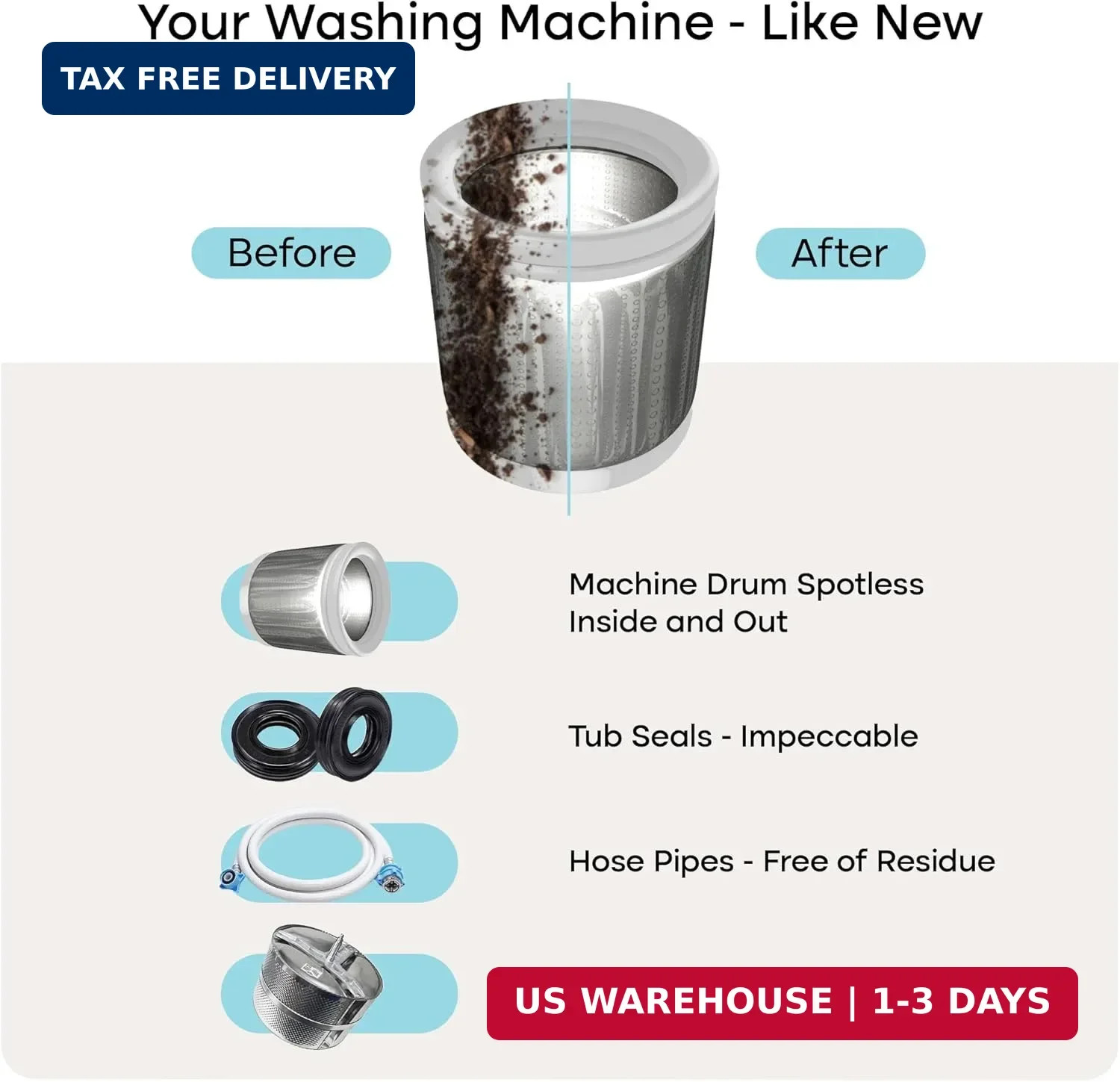 Uproot Clean Washing Machine Cleaner Tablets – 24 Pack for a 12 Month Supply. Fo