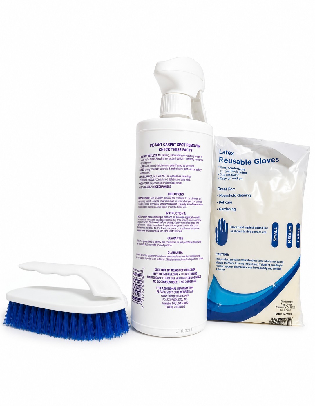 Folex Carpet Cleaner Kit Upholstery Stain Remover Scrub Brush Gloves Bundle