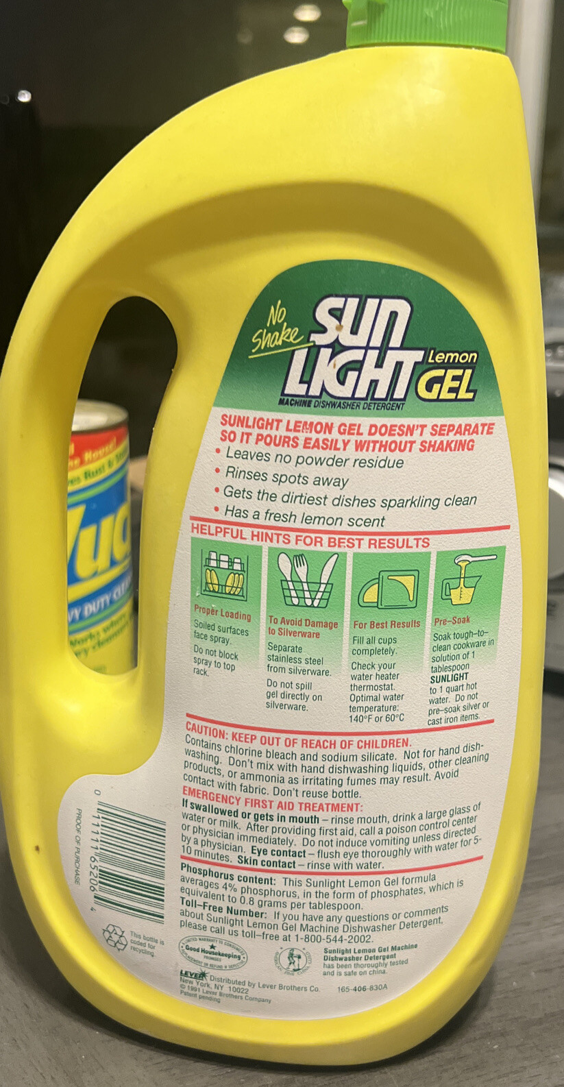 Sun Light Gel No Shake Lemon Machine Dishwasher Detergent – Bottle 1/2 Full