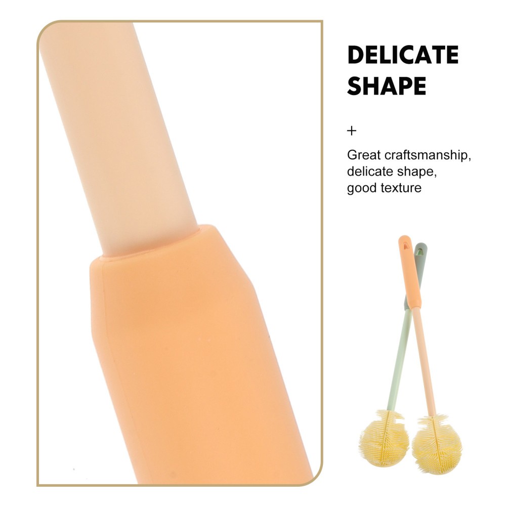 2Pcs Reusable Silicone Baby Bottle Cleaner Long Handle Brush for Home Use