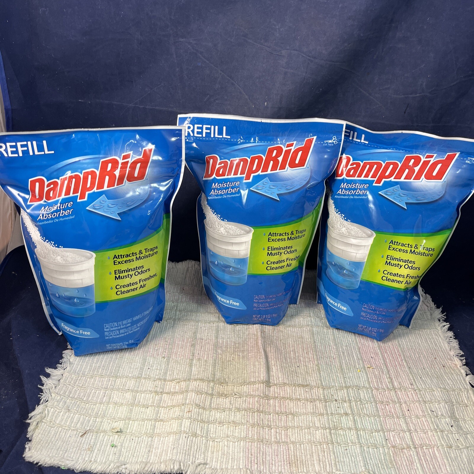 Lot of 3, Damp Rid Moisture Absorber Refill, Fragrance Free, 2 Lb 10oz Brand New