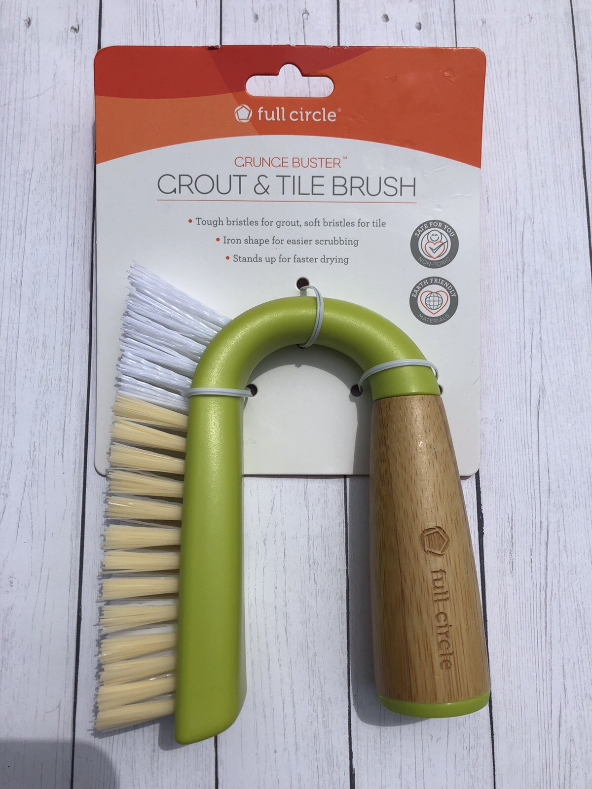 Grunge Buster Grout & Tile Scrub Brush, fast drying, Green w/Brown