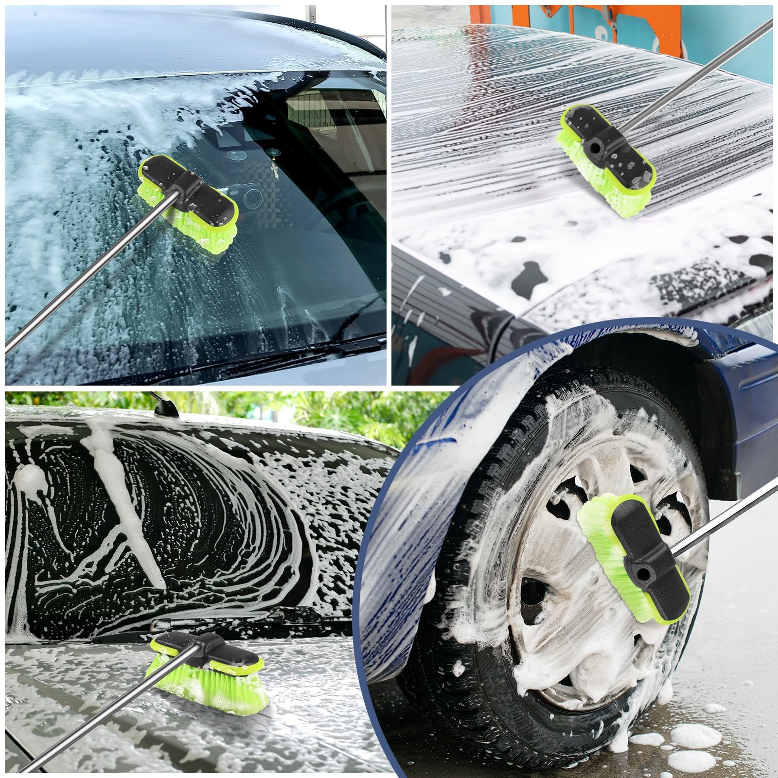 Liqmeivre Car Wash Brush Head 8″, Scrub Brush Attachment for Extension Pole, …