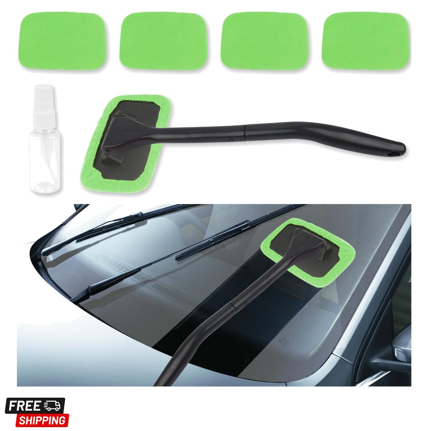 Car Window Cleaner Tool Kit,Microfiber Car Windshield Cleaner Inside with 4PC…