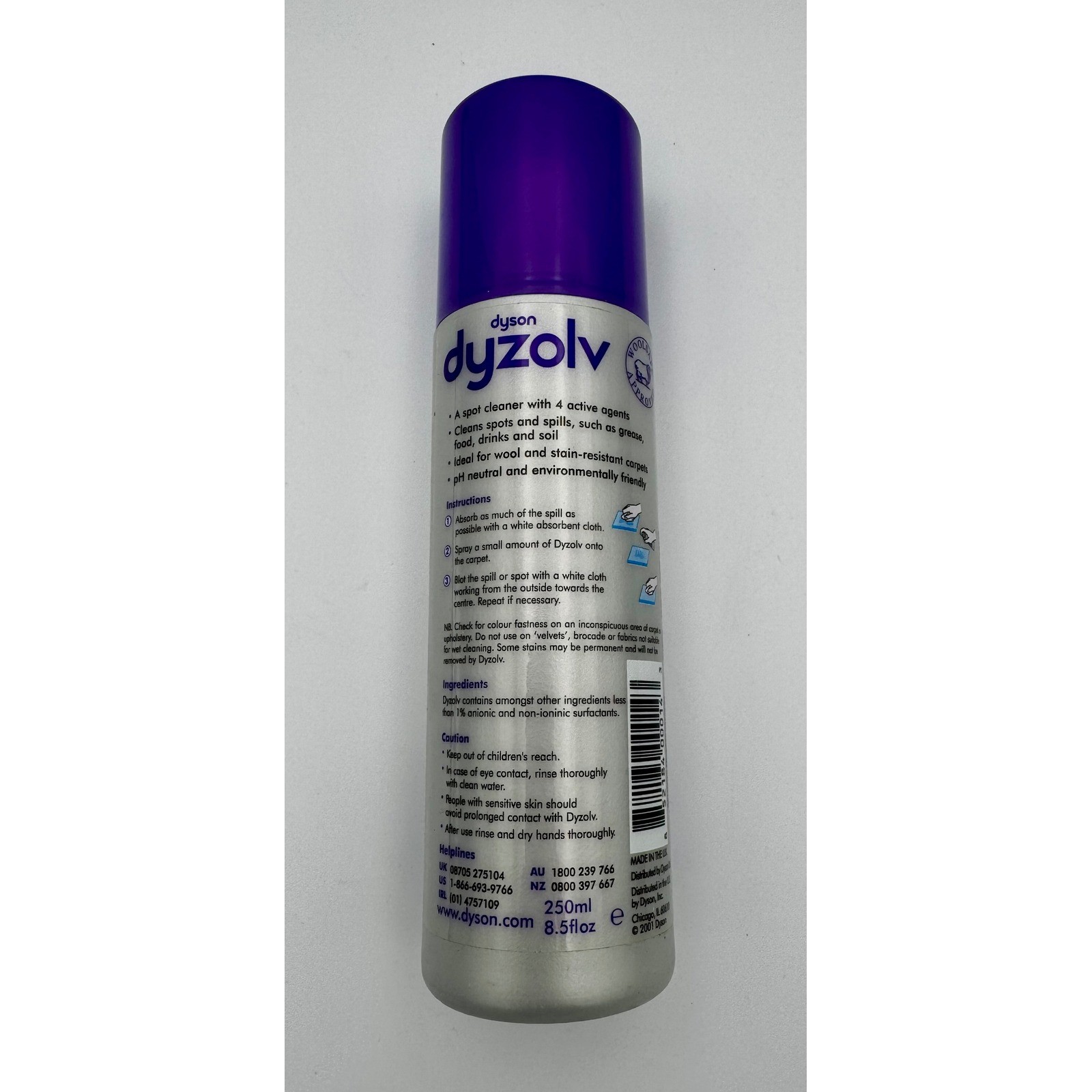 New Dyson Dyzolv Carpet Spot Cleaner Spray 8.5 oz 4 Active Agents Discontinued