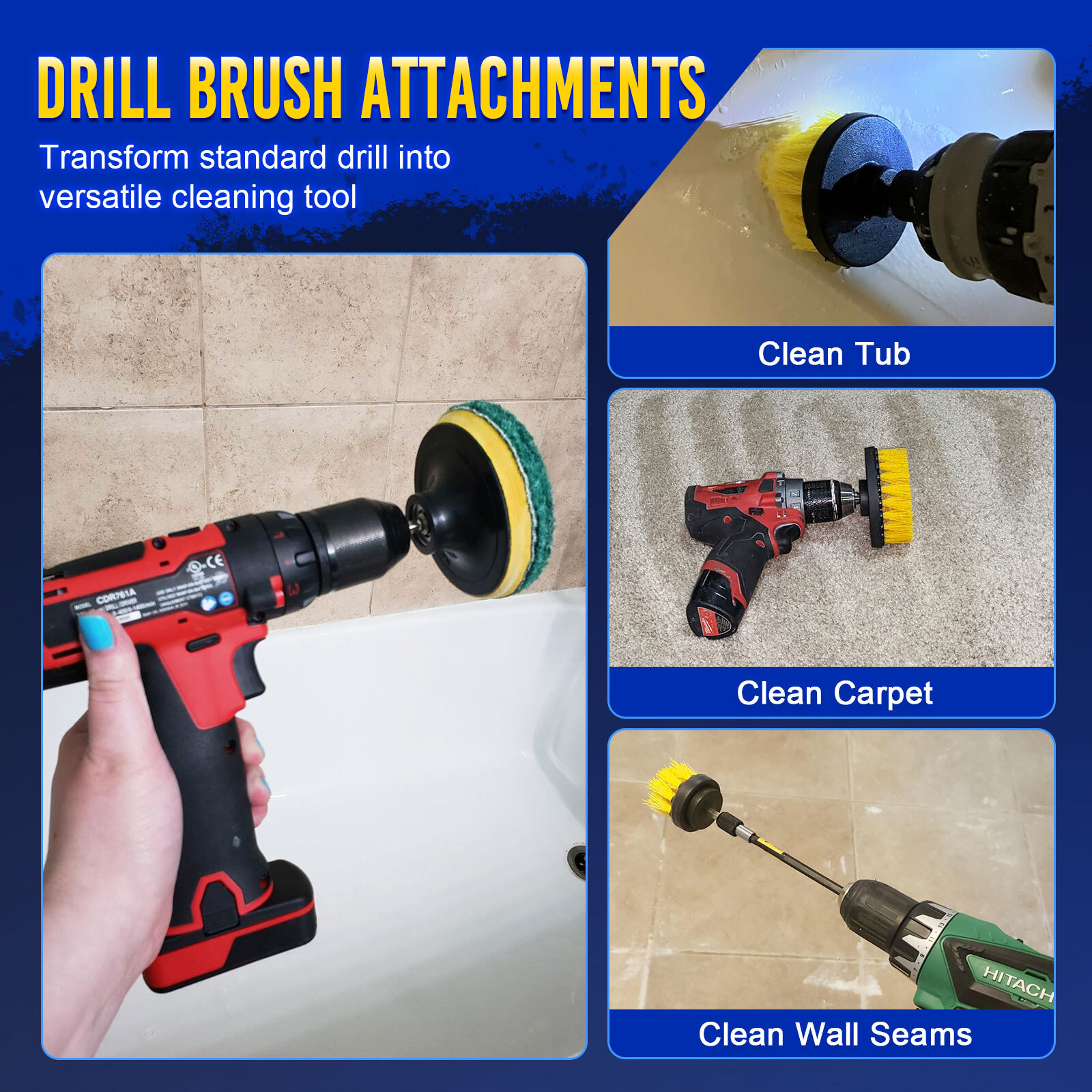 MICTUNING 25Pcs Drill Brush Attachments Set, Power Scrubber Brush, Scouring Pad