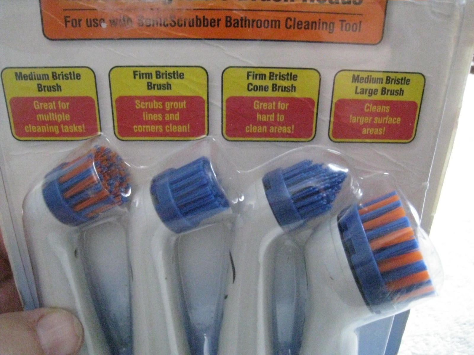 NWT Sonic Scrubber Bathroom Interchangeable Brush Heads Set of 4 NEW bristle L&M