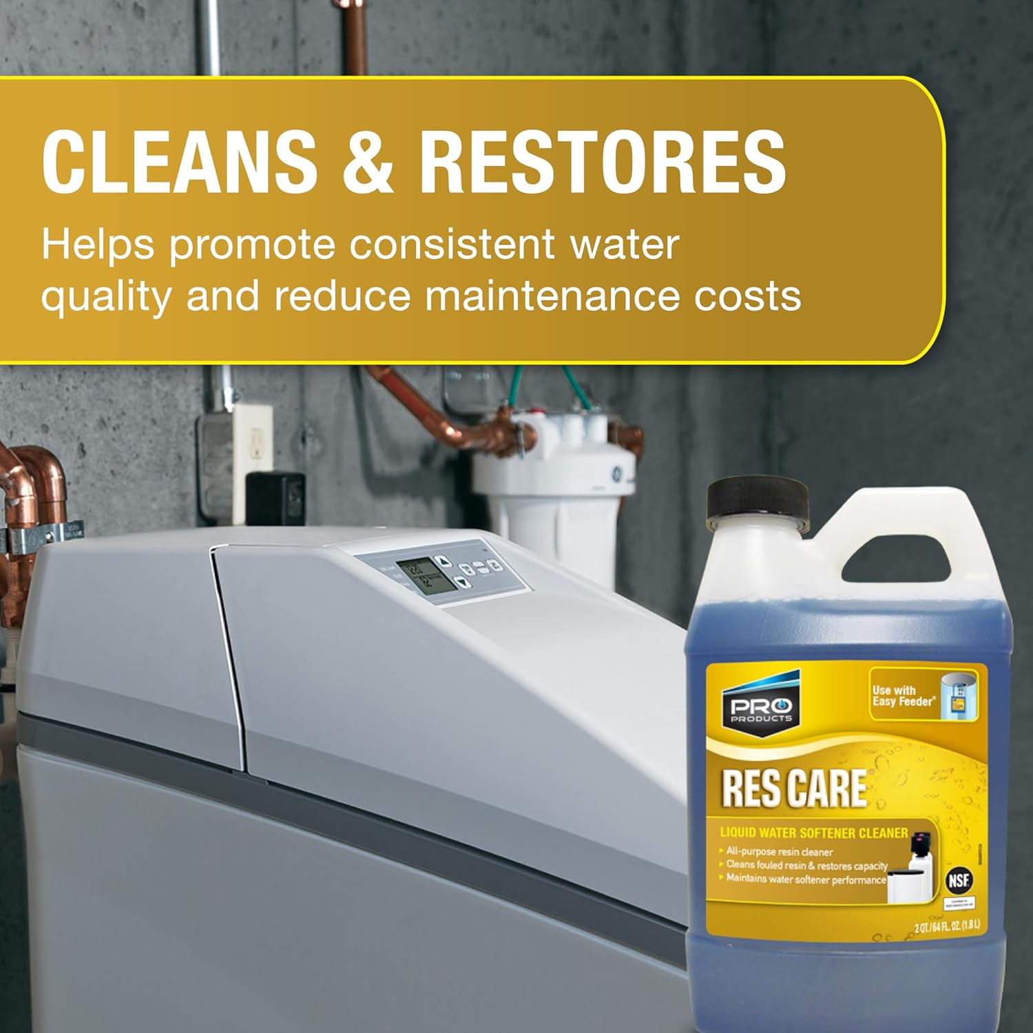 Rescare RK64N All-Purpose Water Softener Cleaner Liquid Refill, 64 Ounce