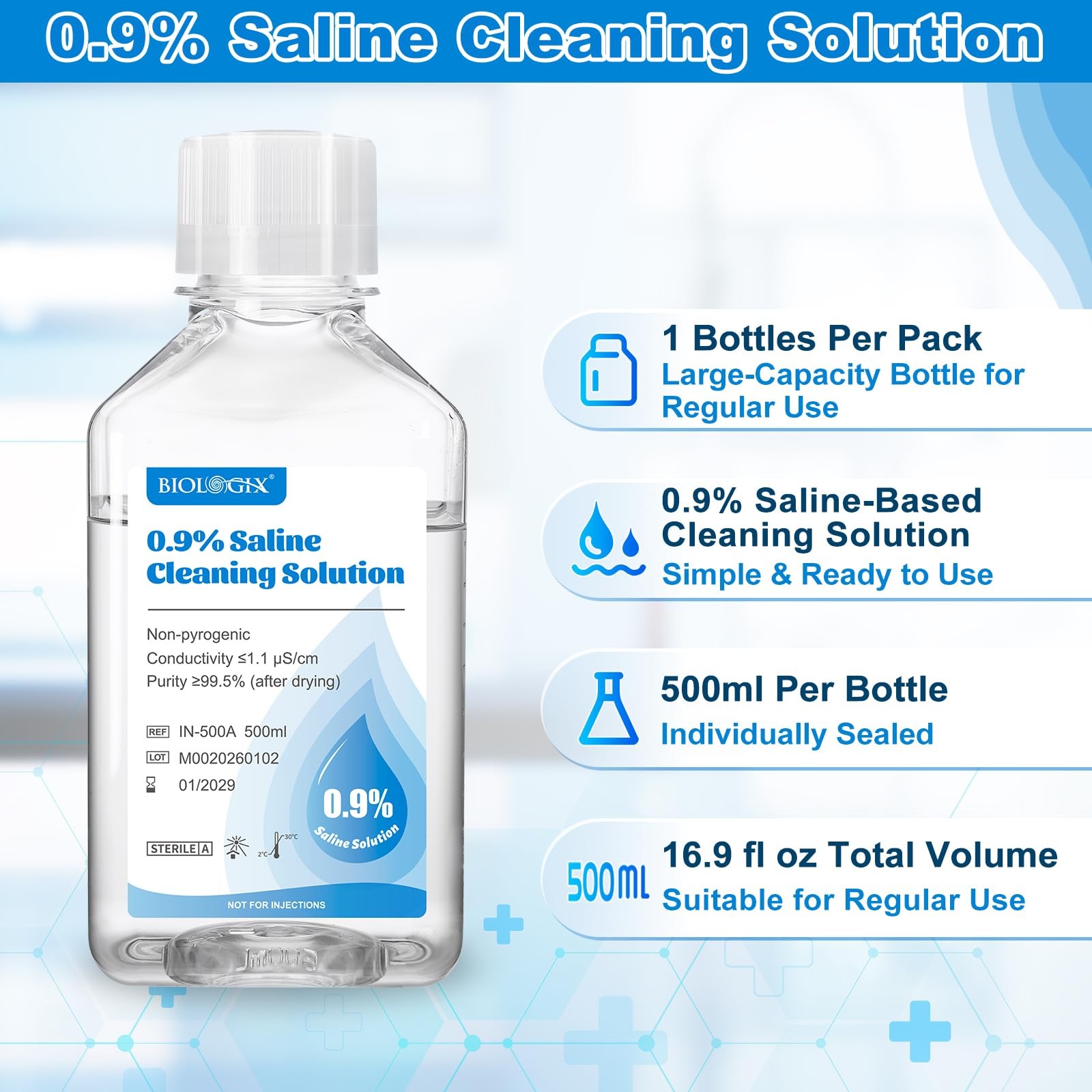 0.9% Saline Cleaning Solution, Normal Solution, Ready-to-Use for Daily Cleani…