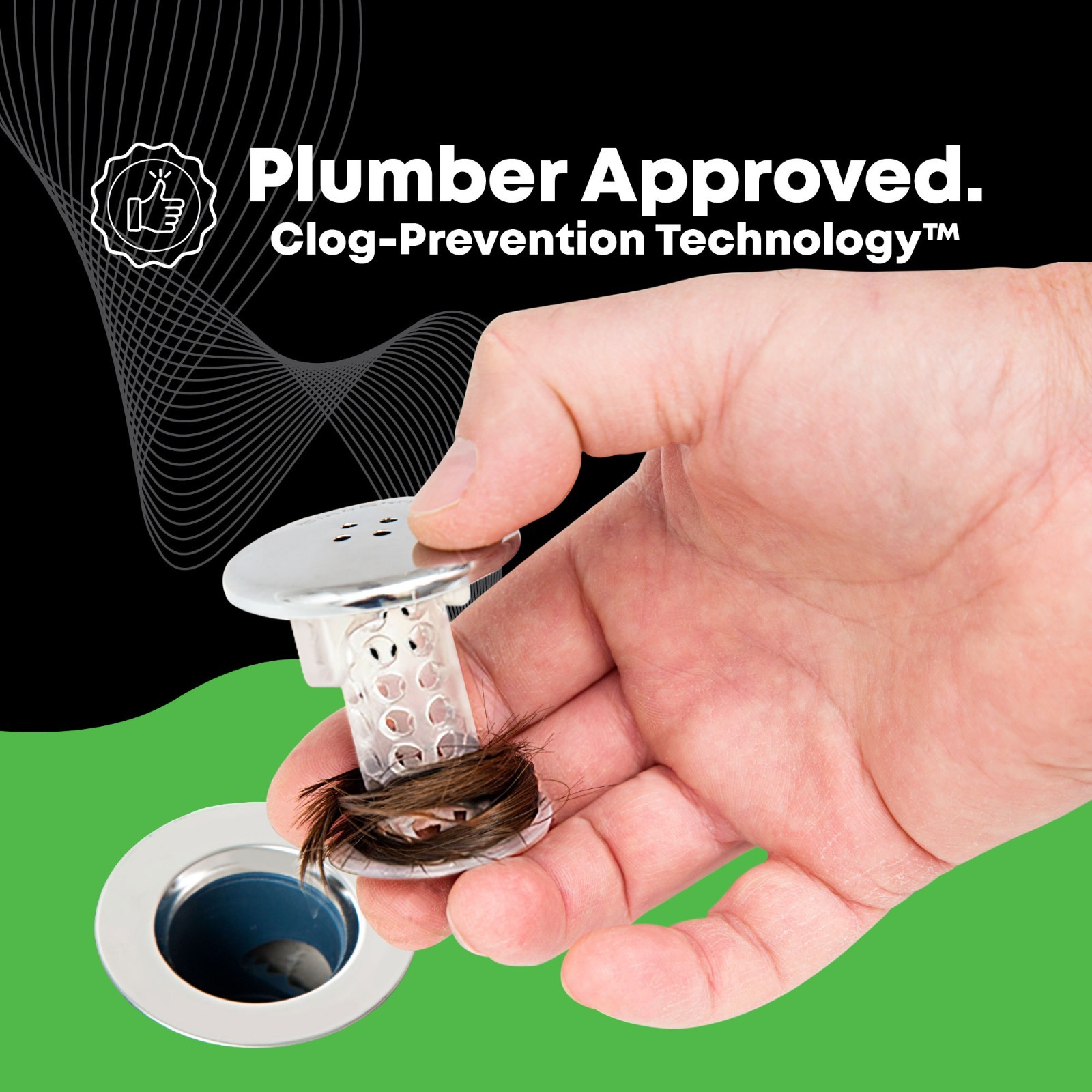 SinkShroom® Chrome Award-Winning Drain Hair Catcher Strainer Snare by TubShroom