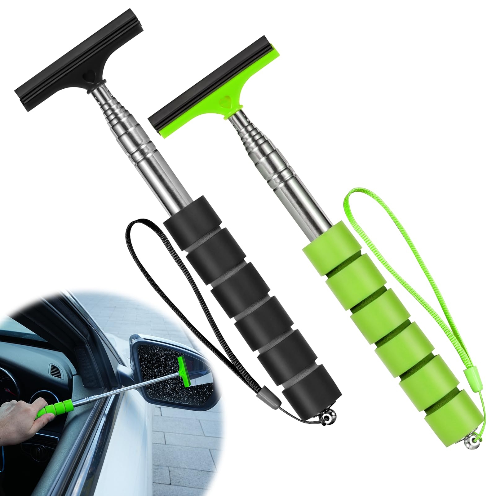 Side Mirror Squeegee 2 PCS Car Mirror Squeegee Retractable Car Rearview Mirror