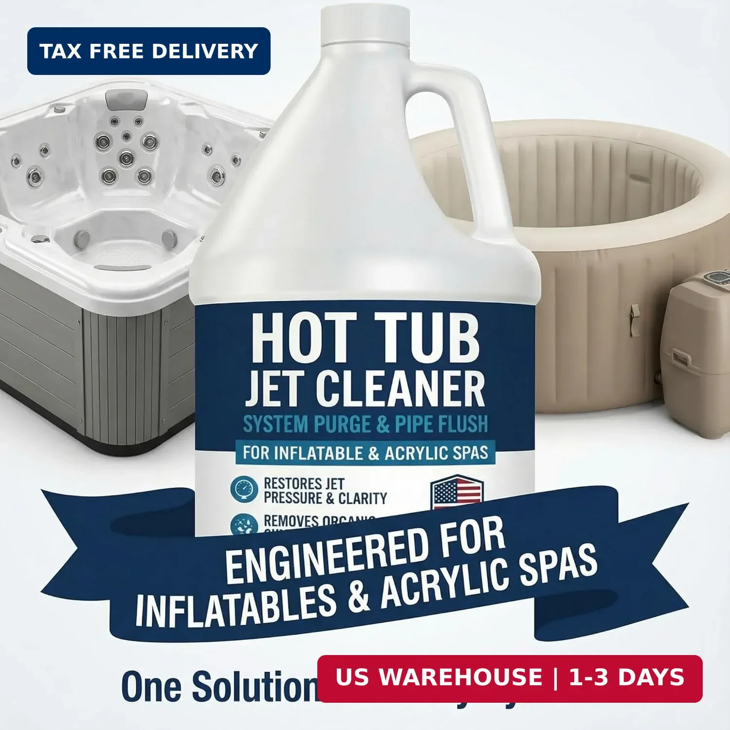 Hot Tub Jet Cleaner – 1 Gallon – Spa Line Flush & Spa System Flush – Jet Tub Cle