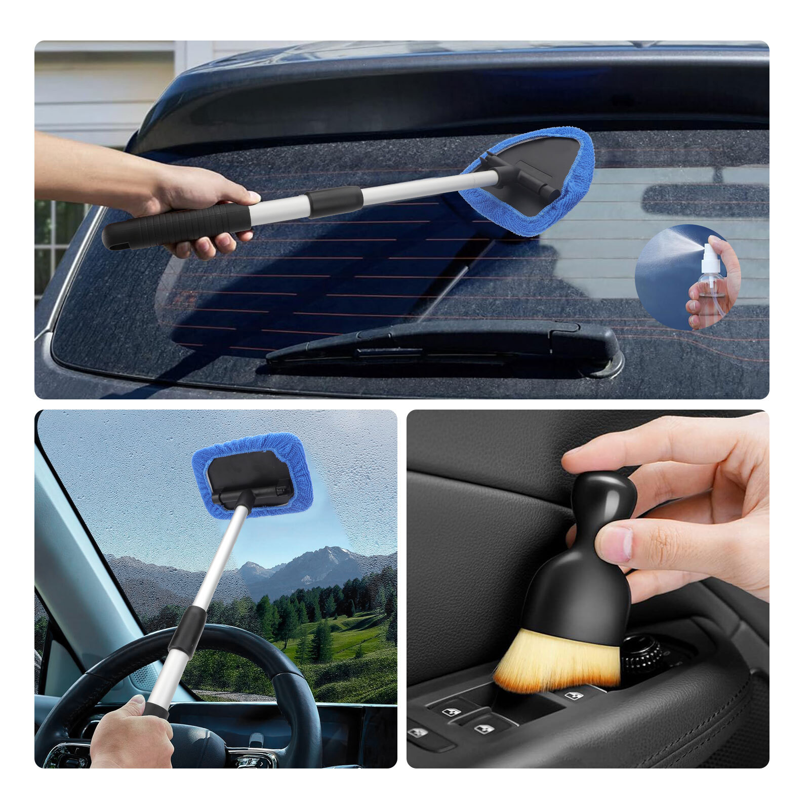 11pcs Windshield Cleaning Tool Kit Car Window Glass Wiper Cleaner Brush Reusable