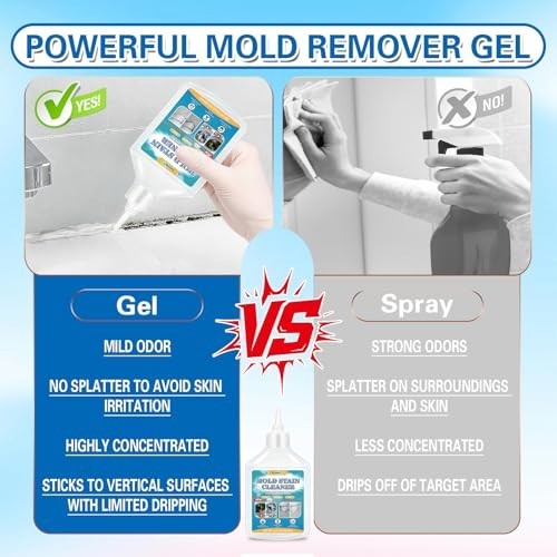 Heavy-Duty Mold Stain Remover Gel 16.9 Fl Oz – Cleaner for Grout, Bathroom, Wash