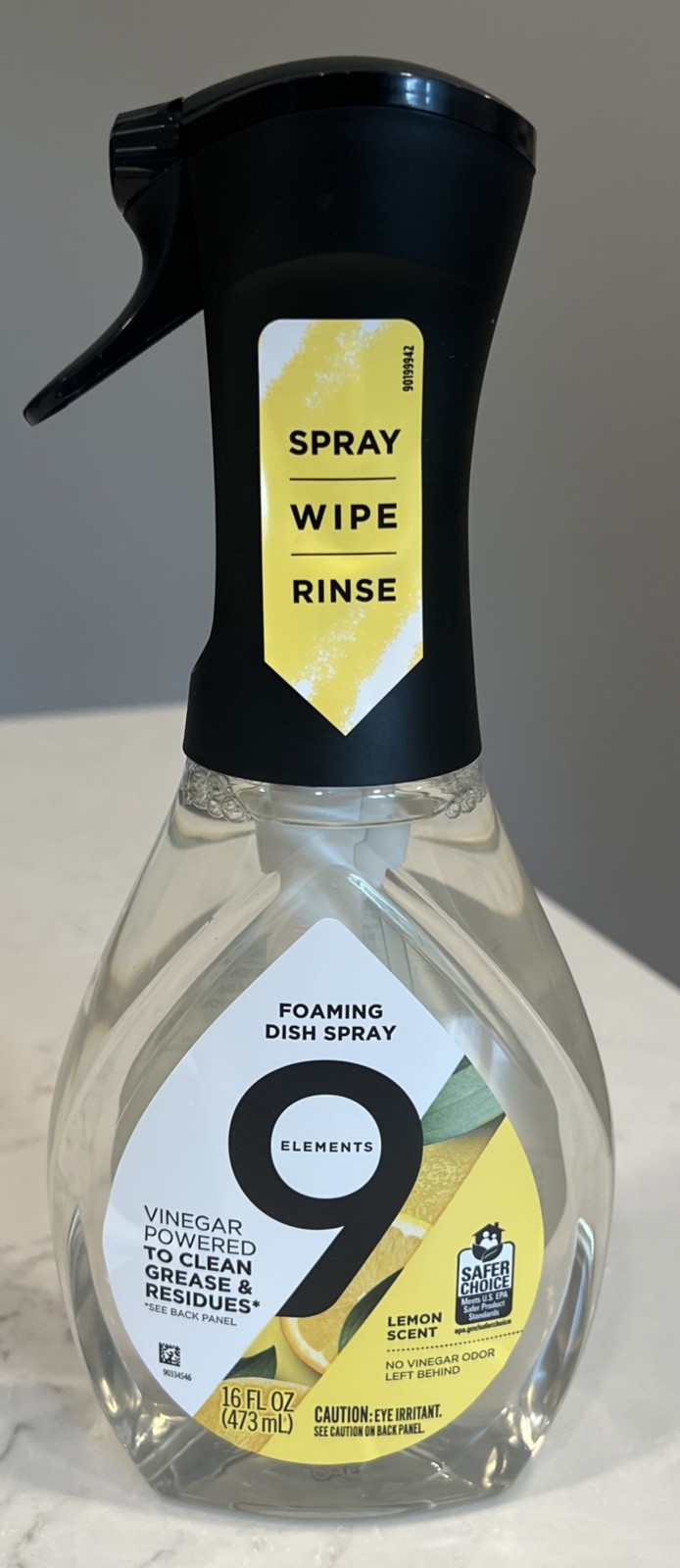 9 Elements Foaming Dish Spray Lemon Scent 16 fl oz New