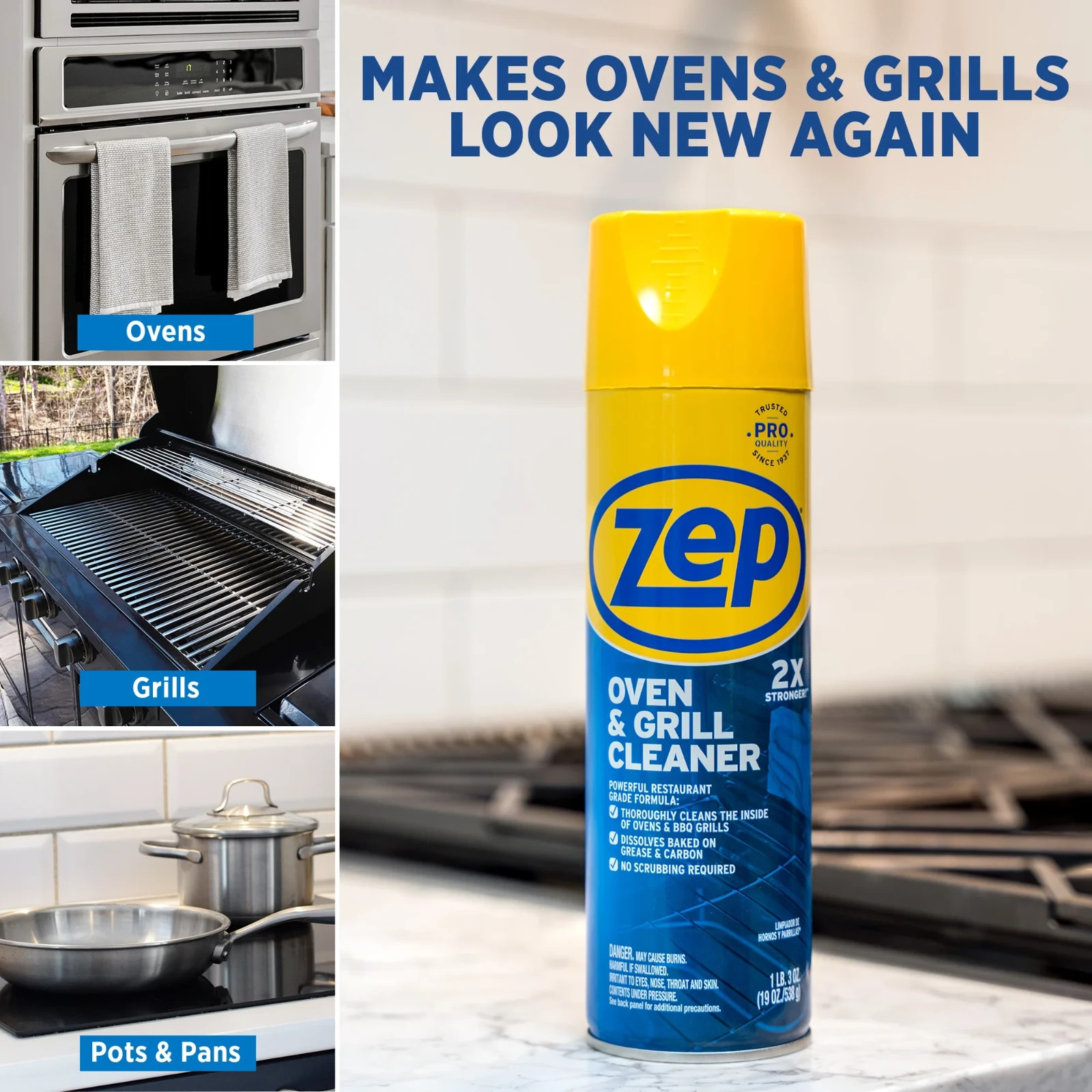 Zep Heavy-Duty Oven and Grill Cleaner – 19 oz, Dissolves Grease (Pack of 2)