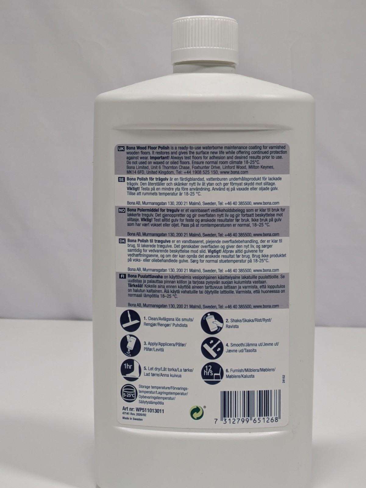 Bona Hardwood Floor Polish – Gloss Finish 1 Liter Wood Cleaner Protector