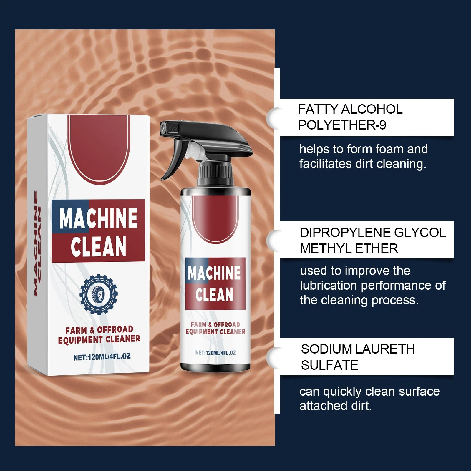 1~3x Heavy-Duty Outdoor All Purpose Cleaner, Machine Clean Spray 120ml