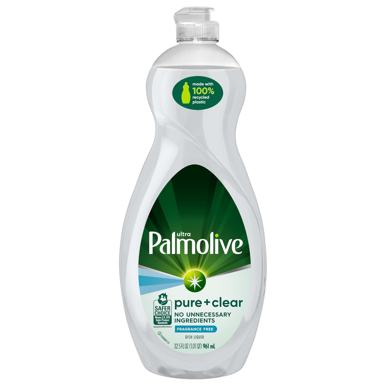 Palmolive Ultra Dishwashing Liquid Dish Soap Pure Clear Fragrance Free 32.5