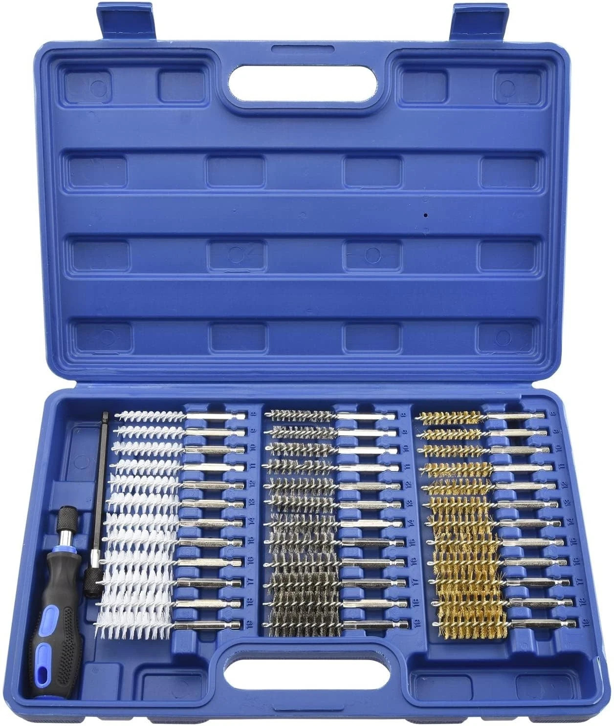 00325A Wire Brush Drill Attachments with 1/4-Inch Hex Shank SAE and MM BrusheSH