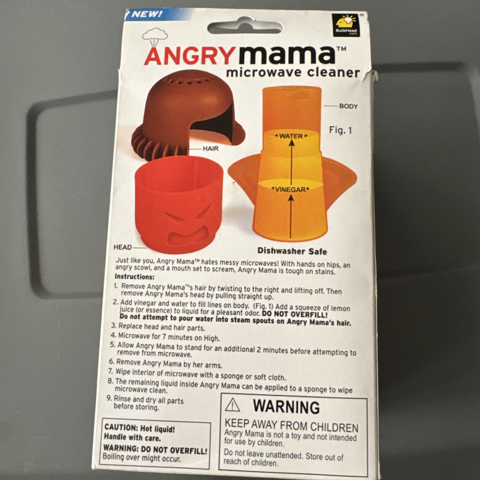 Angry Mama-Easy Microwave Steam-Stains & Odors Cleaner Cleanser-New