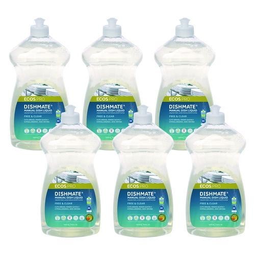 ECOS PRO Dishmate Manual Dish Liquid, Free & Clear, 25 oz Squeeze Bottle, 6/CT