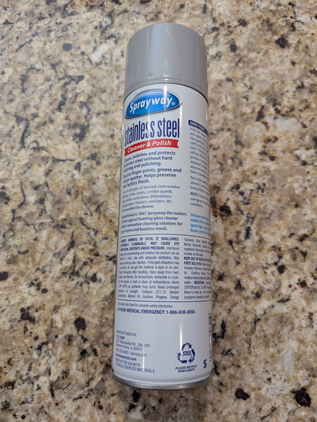 Sprayway Stainless Steel Cleaner & Polish Spray Oil Based 15 oz