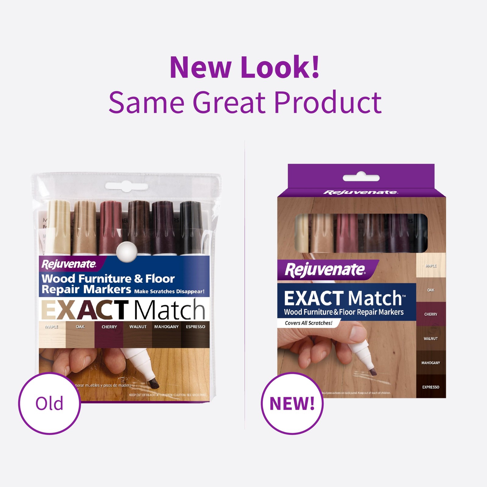 Rejuvenate Exact Match Wood Furniture & Floor Repair Markers, 6 Count, Brown Mar