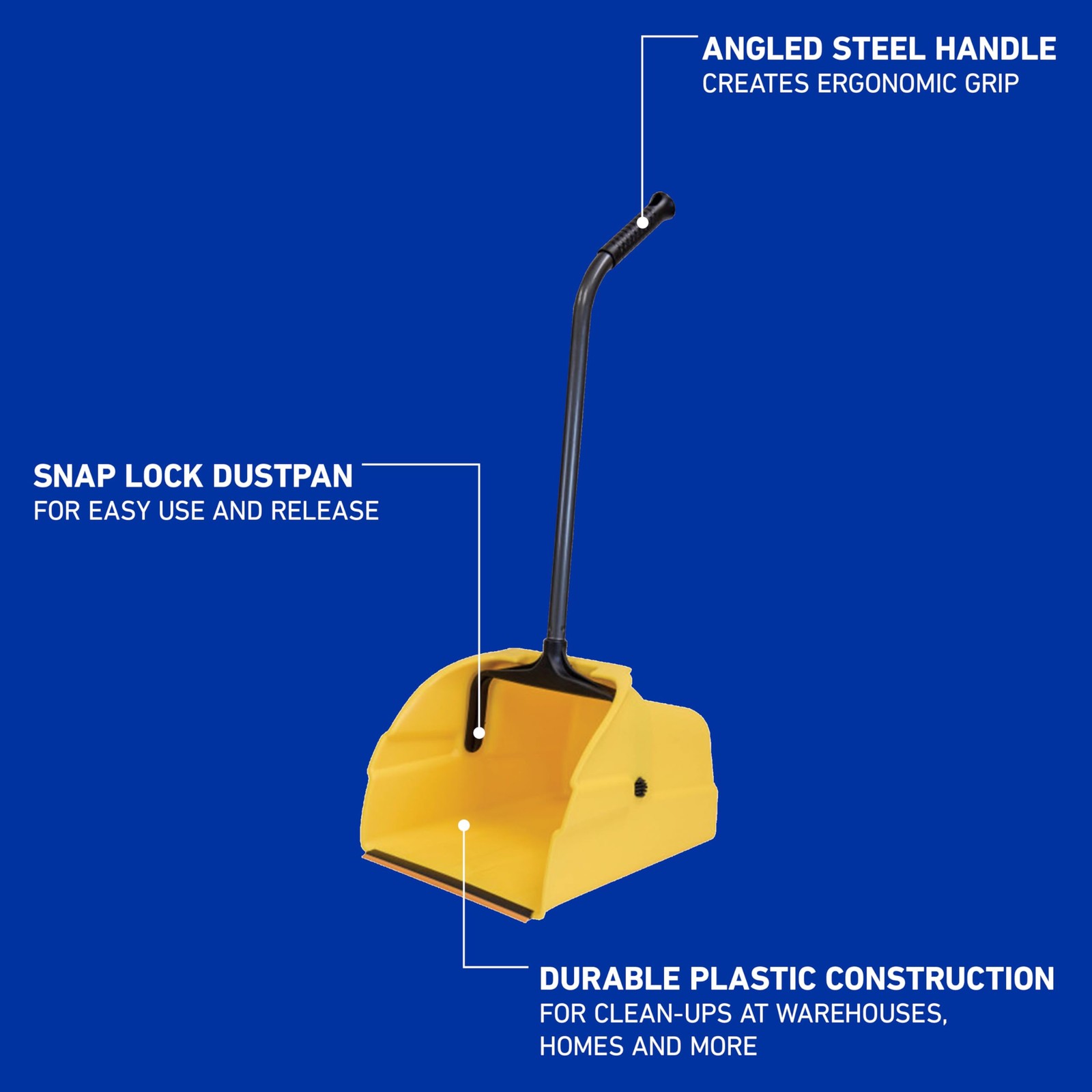 Quickie Debris Dustpan with Handle, Jumbo Pan, Trash 1-Pack, Yellow