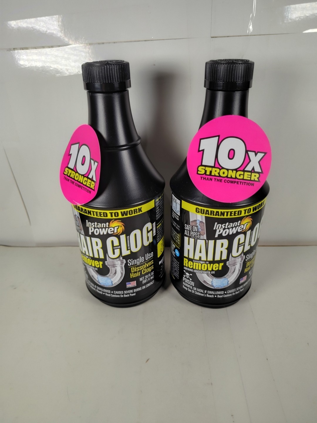 (Lot of 2) Instant Power Hair Clog Remover 20 oz., SAFE ON ALL PIPES. ACID-FREE.
