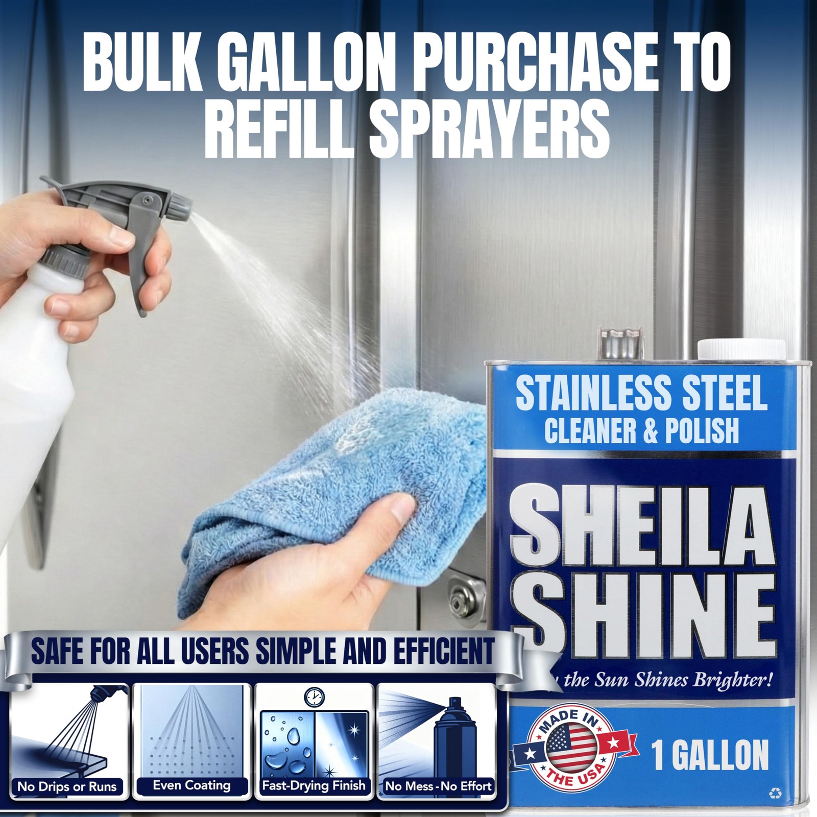 Share Sheila Shine Stainless Steel Cleaner Polish 1 Gallon Appliance