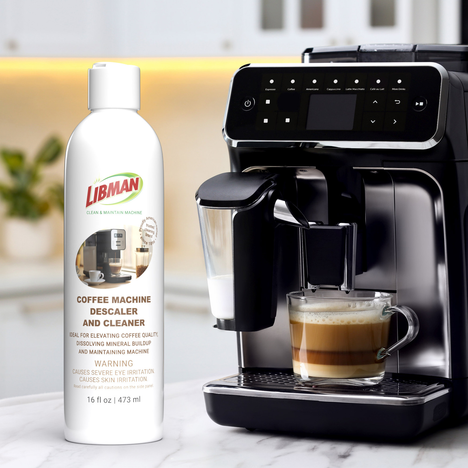 Libman Coffee Machine Descaler & Cleaner, Mineral Buildup Dissolution, 2-Count