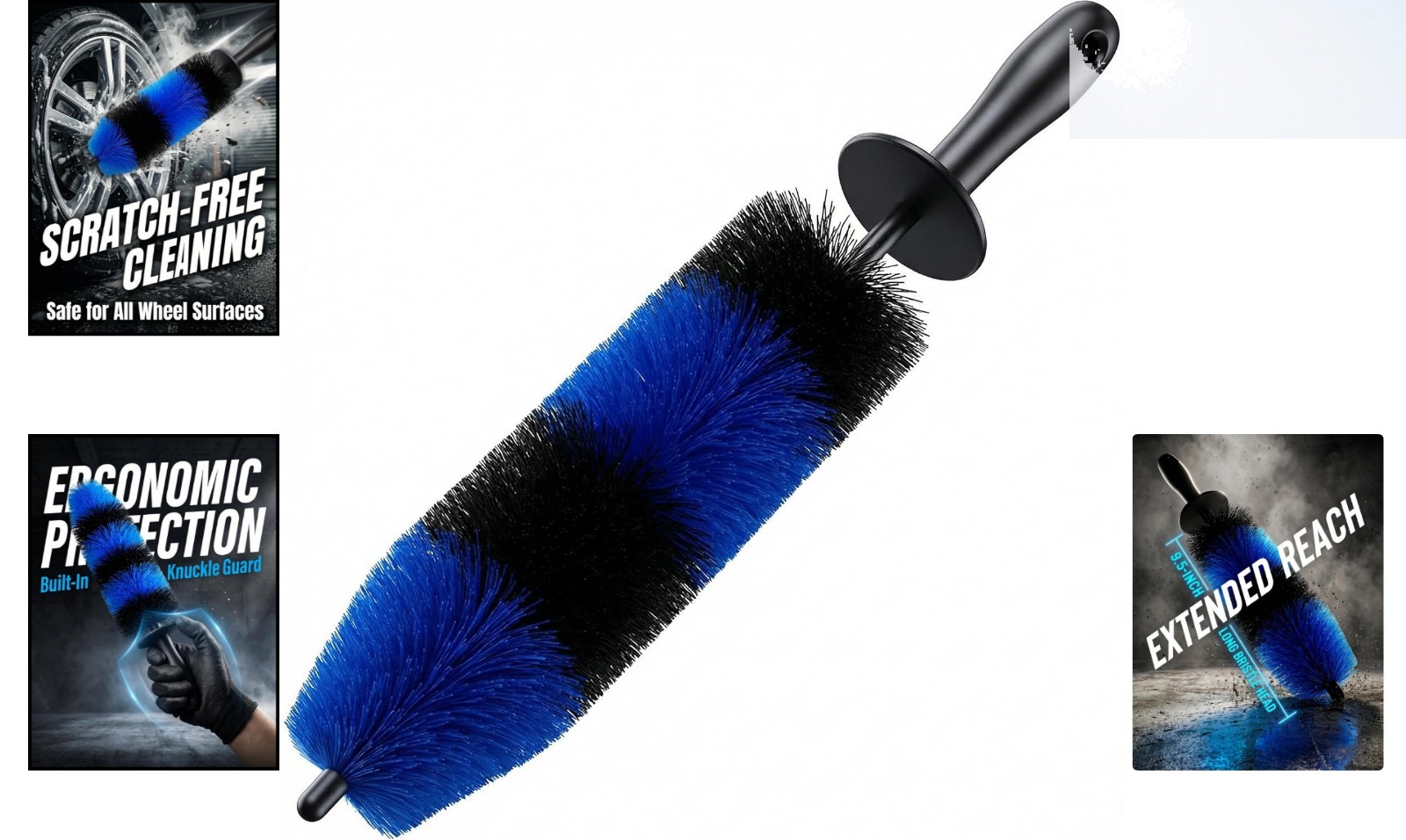 Master Wheel & Tire Brush – Soft Bristle 9.5-inch Detailing Tool for Easy