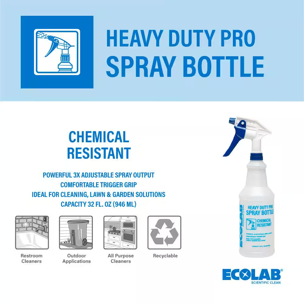 35 oz. Heavy-Duty Pro Wide Mouth Bleach Resistant Spray Bottle (6-Pack)