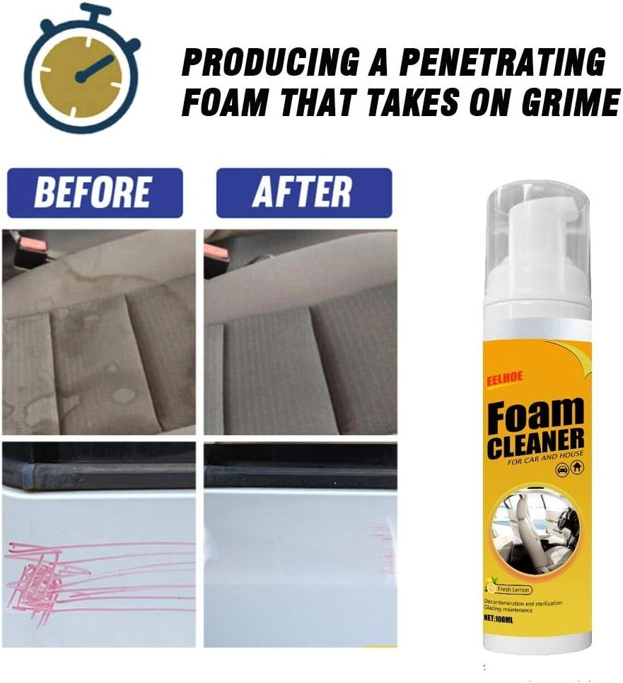 2Pcs 100ml Lemon Scent Foam Cleaner Spray for Car & House, All-Purpose