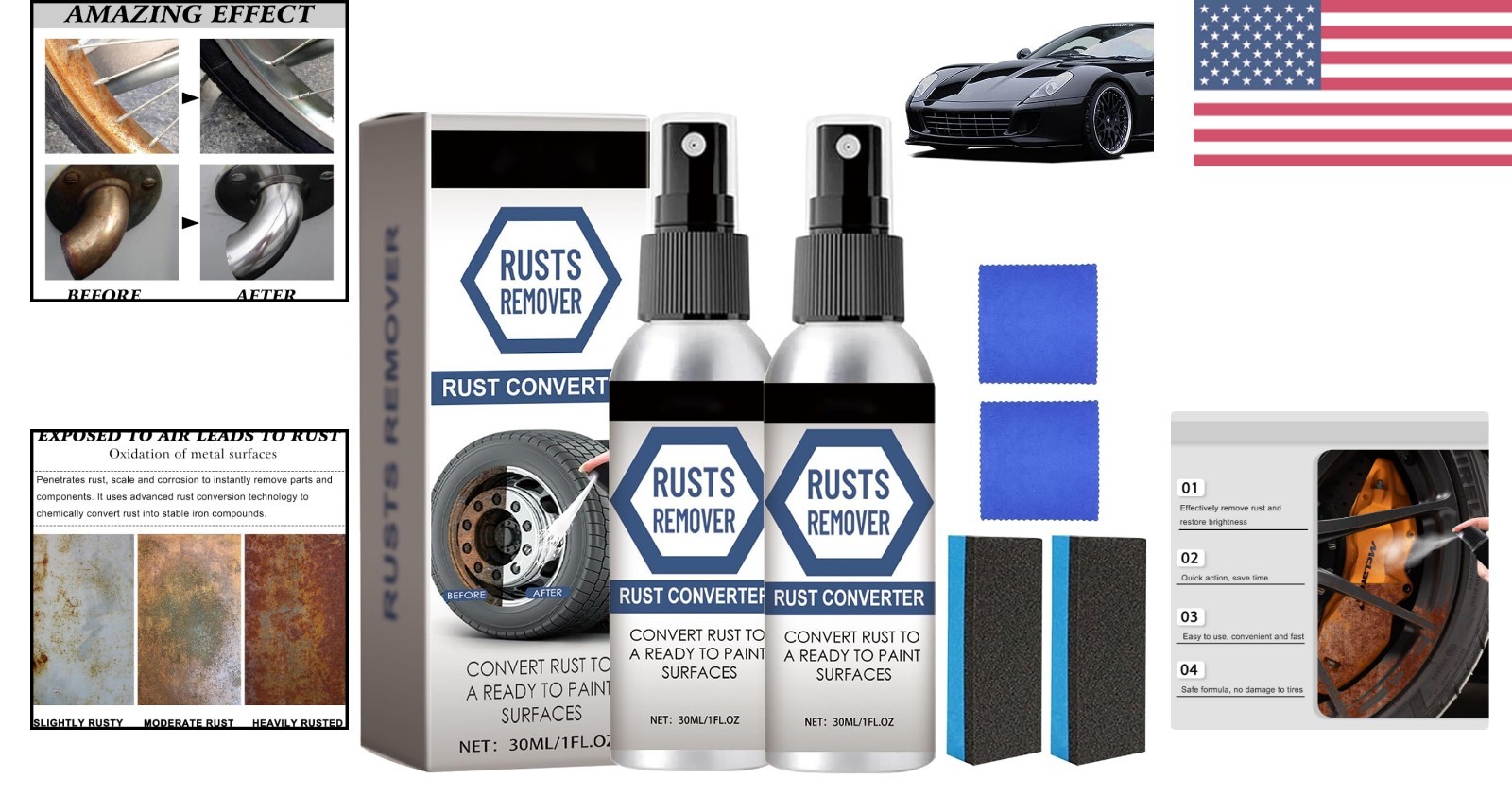 All-in-One Eco-Friendly Rust Remover Spray – 2 Pack for Versatile Applications