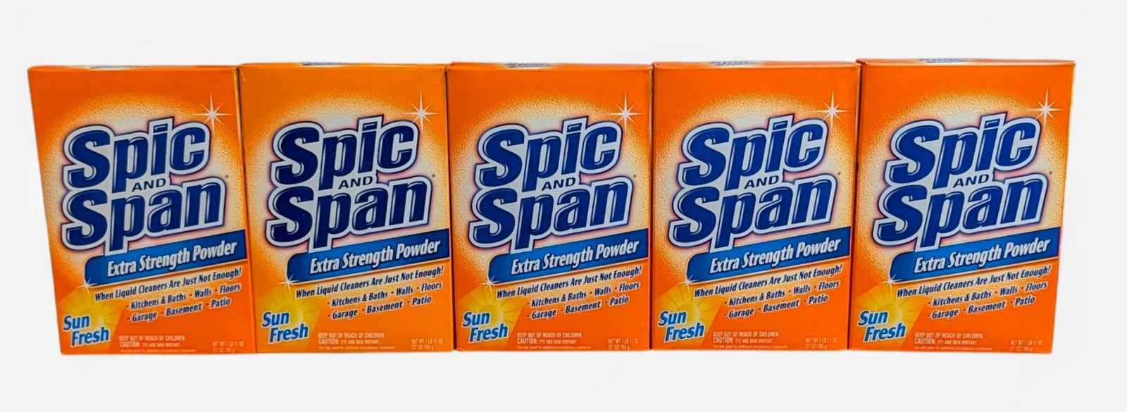 5 Boxes Spic and Span Extra Strength Powder – Sun Fresh – 27 Oz. Each