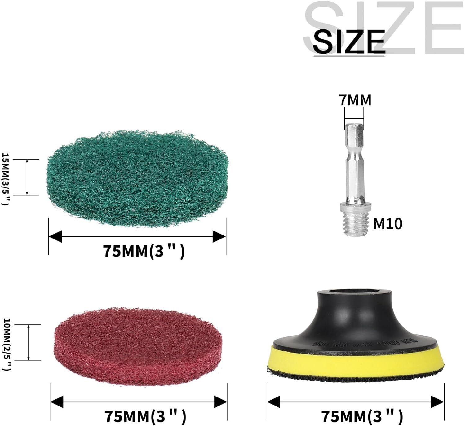 11PC 3″ Drill Power Brush Scouring Pad Tile Power Car Scrubbing Pad Cleaning Kit