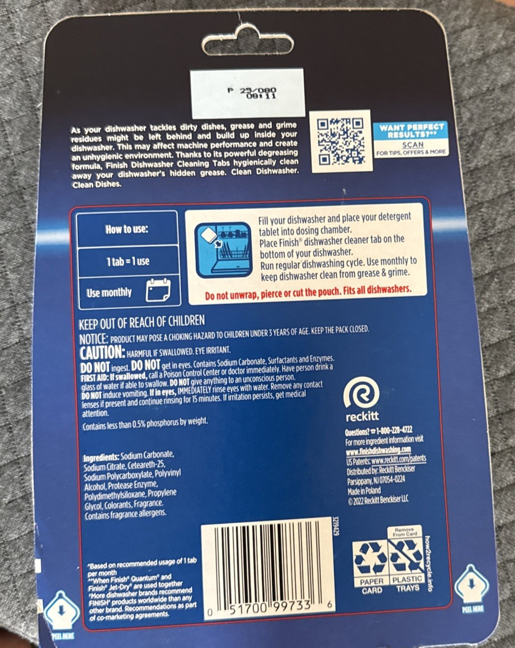 Dishwasher Cleaner Treatment FINISH 8 Tablets 2 x 4 Pack Hygienically Cleans NWT