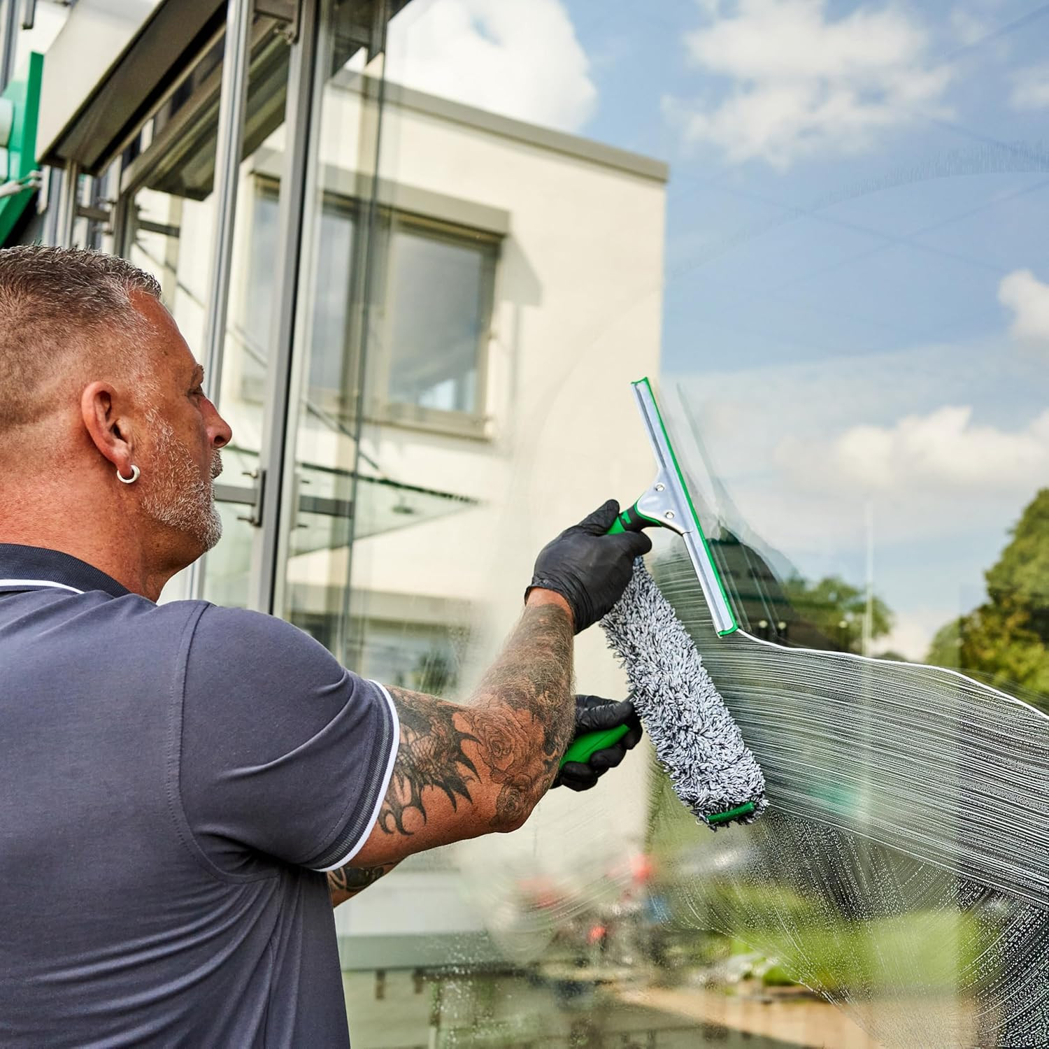 Unger Commercial Window Cleaning Kit – 3-In-1 Starter Set with 14″ Squeegee, Mic