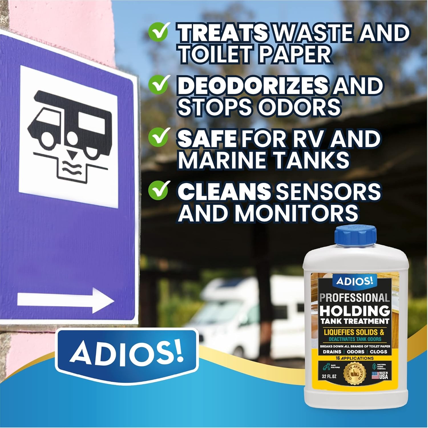 RV Holding Tank Treatment and Deodorizer – Digests Size: 32 Fl Oz (Pack of 1)