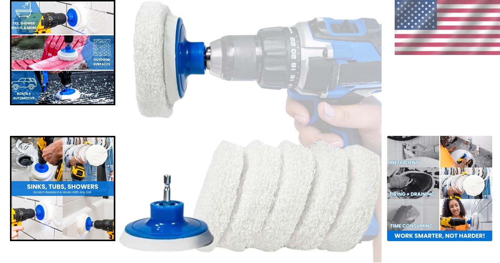 Scratch-Resistant Drill Brush Set – Ideal for Bathrooms, Kitchens & More