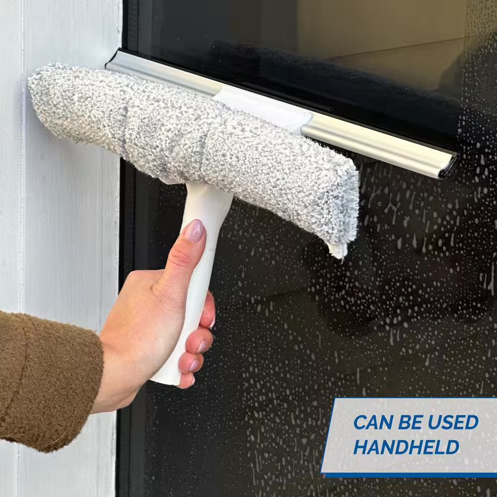 14 In. Microfiber Window Squeegee and Scrubber with 5 Ft. Telescoping Pole