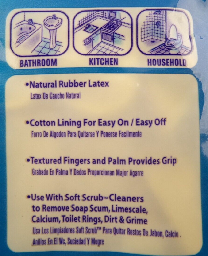 Lot of 6 Soft Scrub Reusable Latex Gloves 2 Pair per Pack=12 Pair, Medium New A2
