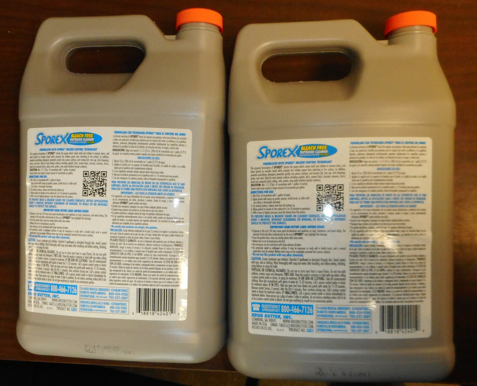 LOT OF 2 – KRUD KUTTER SPOREX BLEACH-FREE OUTDOOR CLEANER 1 GALLON EACH