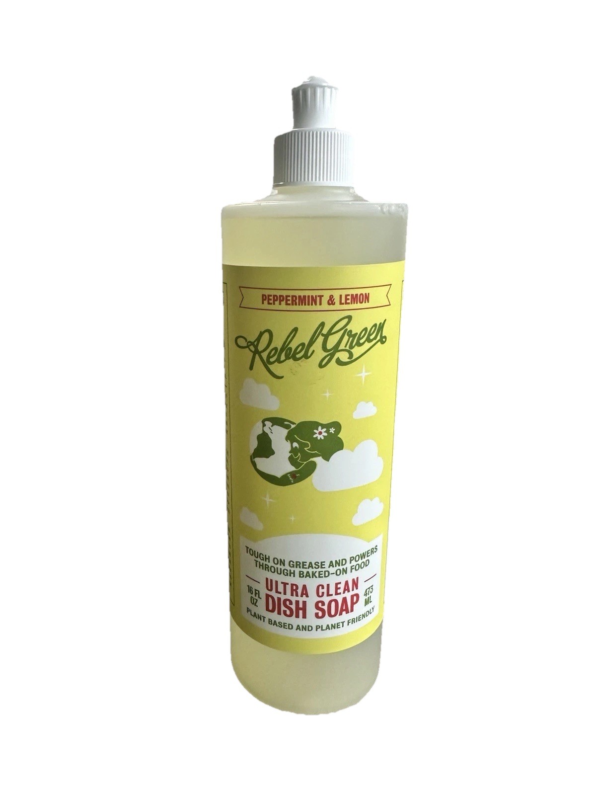 Rebel Green Dish Soap Peppermint Lemon 32 oz (2 x 16 oz) Sulfate Free Vegan