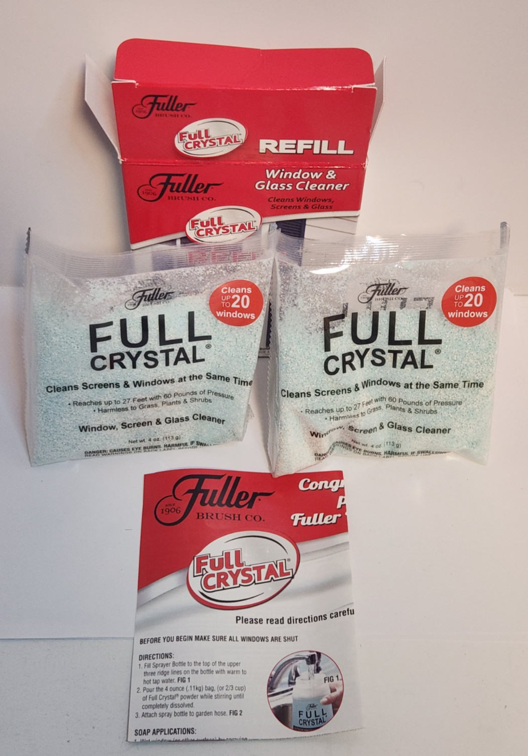 Fuller Brush Company Full Crystal Window Screens & Glass Cleaner 8 Ounces REFILL