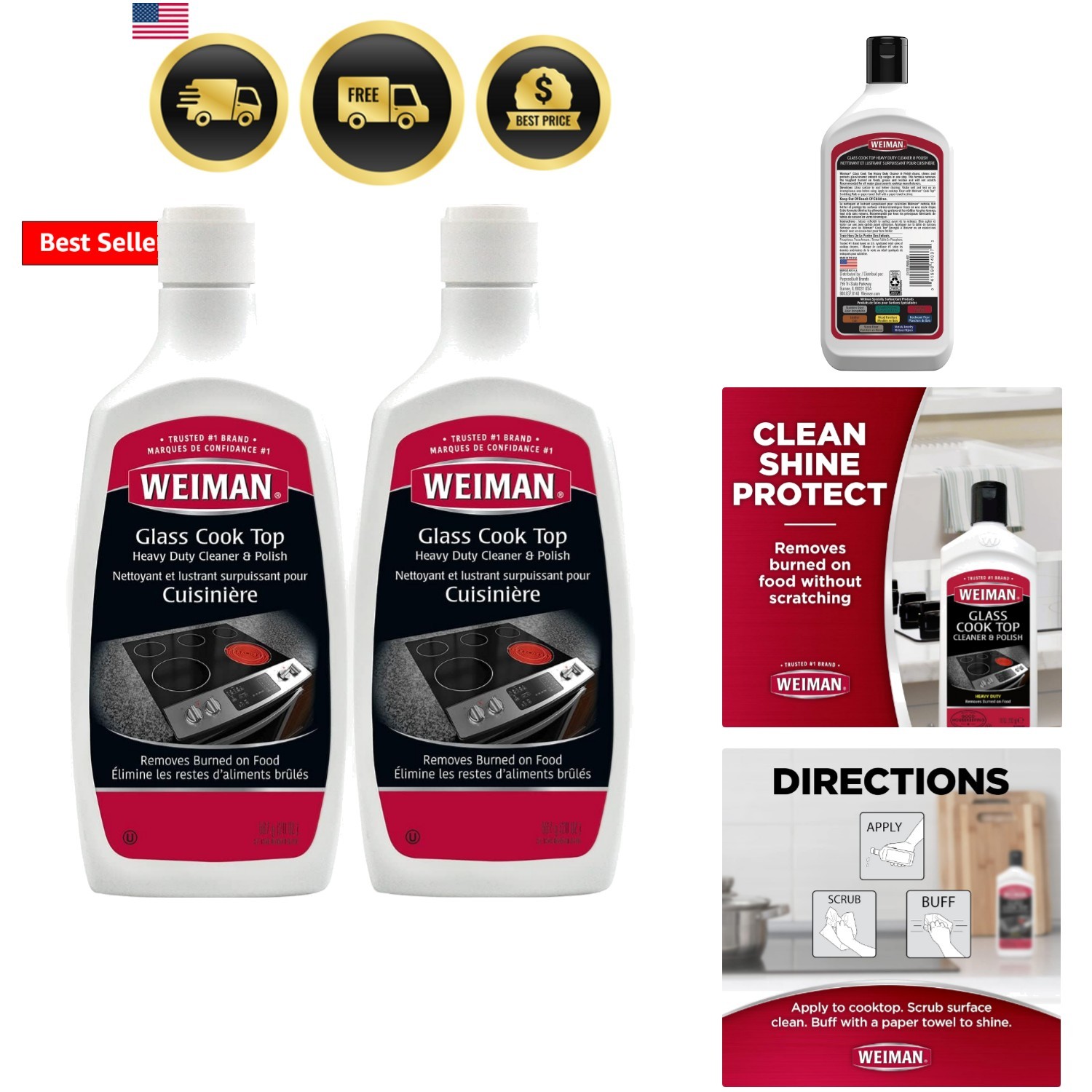Glass Cooktop Heavy Duty Cleaner and Polish – 20 Ounce – Non-Abrasive No Scra…