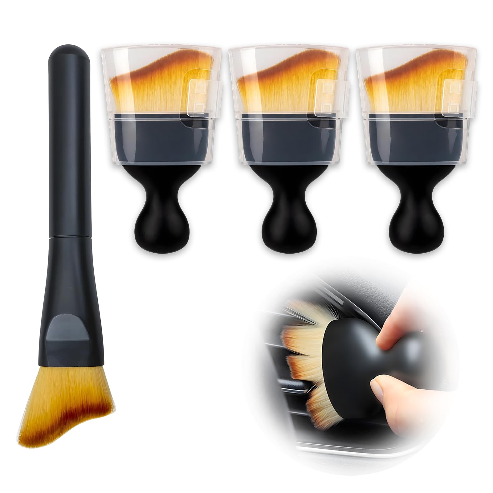 4PCS Car Interior Dust Brush,Soft Microfiber Bristles, Car Detailing Brush Cl…