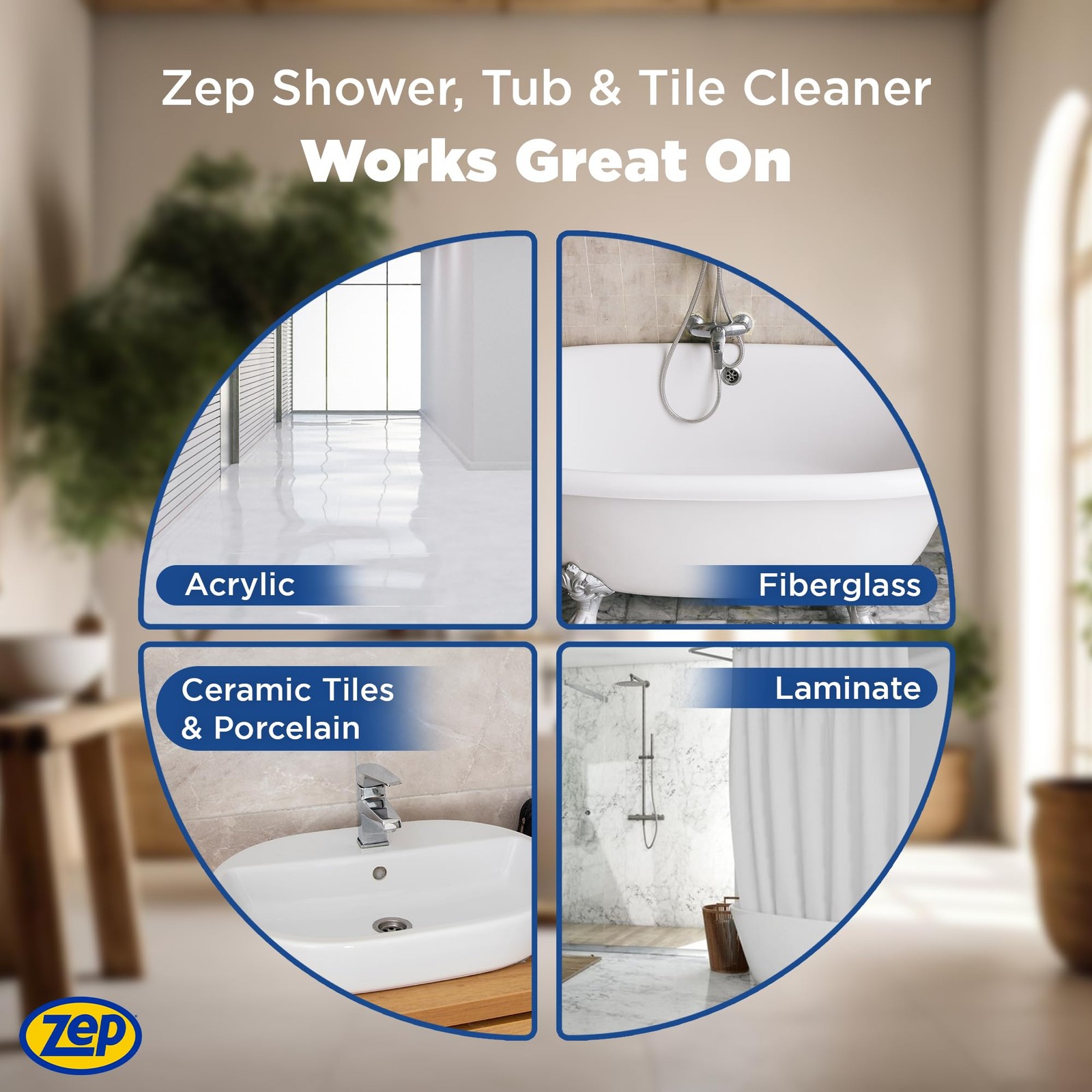 Zep Shower Tub and Tile Cleaner 1 Gallon ZUSTT128 (Case of 2) – No Scrub Pro For